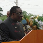 the Chief Medical Director Prof. Etete Peters giving his remarks at the inauguration